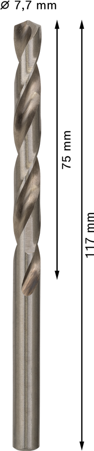 Bosch 2608585505 Hss-G Metal Drill Bits Diameter-7.7mm, Working Length-75mm, Total Length-117mm - photo 3