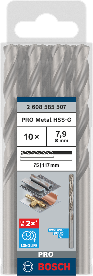 Bosch 2608585507 Hss-G Metal Drill Bits Diameter-7.9mm, Working Length-75mm, Total Length-117mm - photo 2