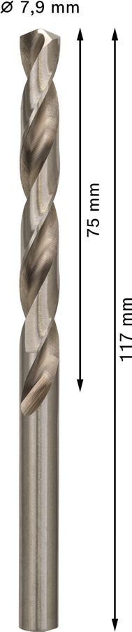 Bosch 2608585507 Hss-G Metal Drill Bits Diameter-7.9mm, Working Length-75mm, Total Length-117mm - photo 3