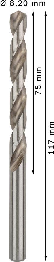 Bosch 2608585509 Hss-G Metal Drill Bits Diameter-8.2mm, Working Length-75mm, Total Length-117mm - photo 3