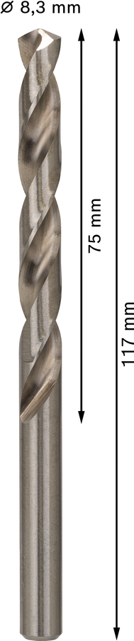 Bosch 2608585510 Hss-G Metal Drill Bits Diameter-8.3mm, Working Length-75mm, Total Length-117mm - photo 3