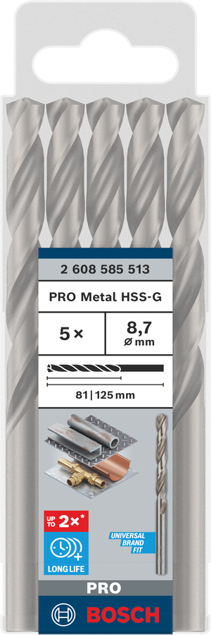 Bosch 2608585513 Hss-G Metal Drill Bits Diameter-8.7mm, Working Length-81mm, Total Length-125mm - photo 2