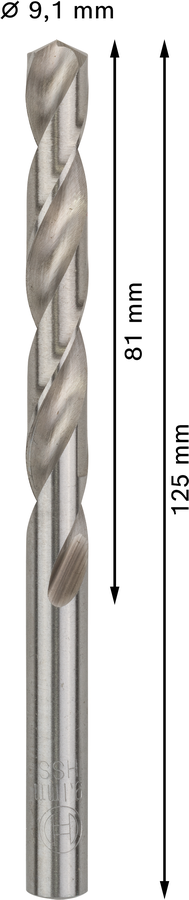Bosch 2608585515 Hss-G Metal Drill Bits Diameter-9.1mm, Working Length-81mm, Total Length-125mm - photo 3