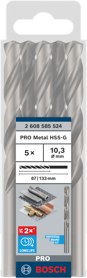 Bosch 2608585524 Hss-G Metal Drill Bits Diameter-10.3mm, Working Length-87mm, Total Length-133mm - photo 2