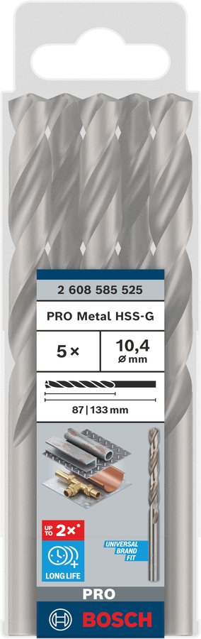 Bosch 2608585525 Hss-G Metal Drill Bits Diameter-10.4mm, Working Length-87mm, Total Length-133mm - photo 2