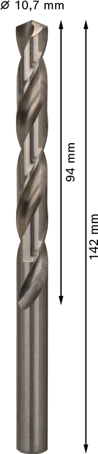 Bosch 2608585527 Hss-G Metal Drill Bits Diameter-10.7mm, Working Length-94mm, Total Length-142mm - photo 3