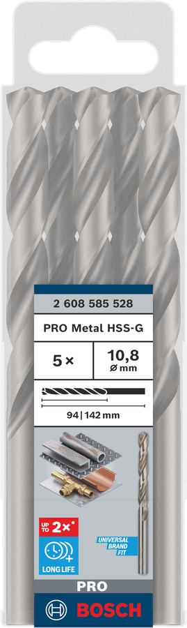 Bosch 2608585528 Hss-G Metal Drill Bits Diameter-10.8mm, Working Length-94mm, Total Length-142mm - photo 2