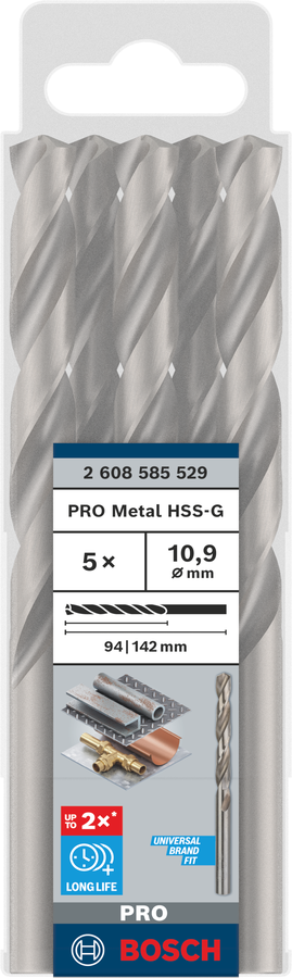 Bosch 2608585529 Hss-G Metal Drill Bits Diameter-10.9mm, Working Length-94mm, Total Length-142mm - photo 2