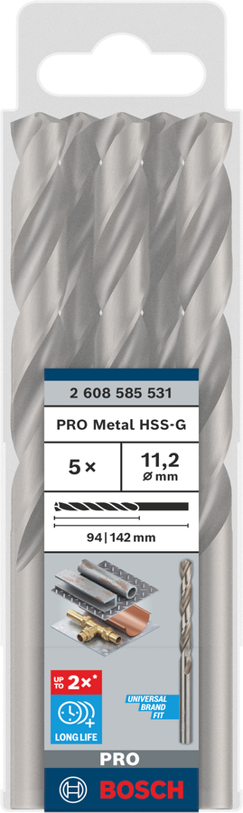 Bosch 2608585531 Hss-G Metal Drill Bits Diameter-11.2mm, Working Length-94mm, Total Length-142mm - photo 2