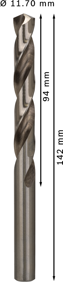 Bosch 2608585535 Hss-G Metal Drill Bits Diameter-11.7mm, Working Length-94mm, Total Length-142mm - photo 3