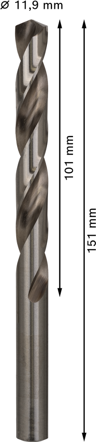 Bosch 2608585537 Hss-G Metal Drill Bits Diameter-11.9mm, Working Length-101mm, Total Length-151mm - photo 3