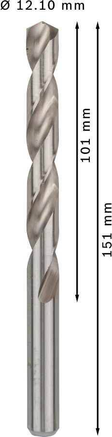 Bosch 2608585538 Hss-G Metal Drill Bits Diameter-12.1mm, Working Length-101mm, Total Length-151mm - photo 3