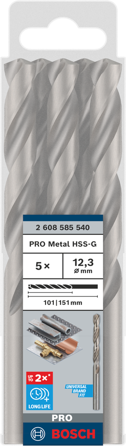 Bosch 2608585540 Hss-G Metal Drill Bits Diameter-12.3mm, Working Length-101mm, Total Length-151mm - photo 2