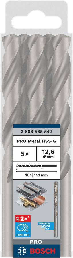 Bosch 2608585542 Hss-G Metal Drill Bits Diameter-12.6mm, Working Length-101mm, Total Length-151mm - photo 2