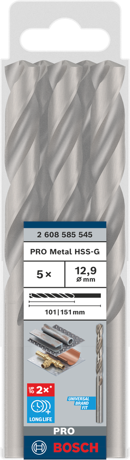 Bosch 2608585545 Hss-G Metal Drill Bits Diameter-12.9mm, Working Length-101mm, Total Length-151mm - photo 2