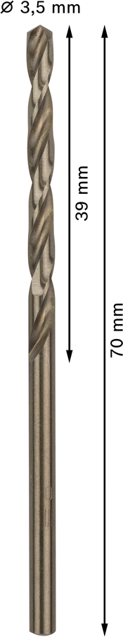 Bosch 2608585879 Metal Drill Bits Hss- Cobalt, For Stainless Steel, 3.5mm Dia, Working Length- 39 Mm, Total Length- 70mm, Pack Of 10 - photo 3