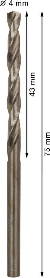 Bosch 2608585880 Metal Drill Bits Hss- Cobalt, For Stainless Steel, 4mm Dia, Working Length- 43 Mm, Total Length- 75mm, Pack Of 10 - photo 3