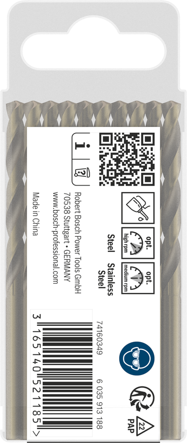 Bosch 2608585883 Metal Drill Bits Hss- Cobalt, For Stainless Steel, 2.5mm Dia, Working Length- 47 Mm, Total Length- 80mm, Pack Of 10 - photo 4
