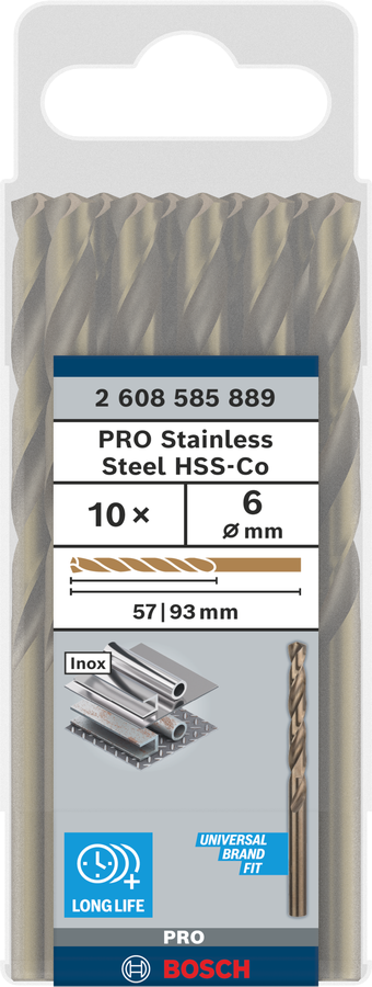 Bosch 2608585889 Metal Dril Bits, Hss-Cobalt Range, Suitable To Drill Stainless Steel, Diameter 6mm, Working Length 57mm, Total Length - photo 2
