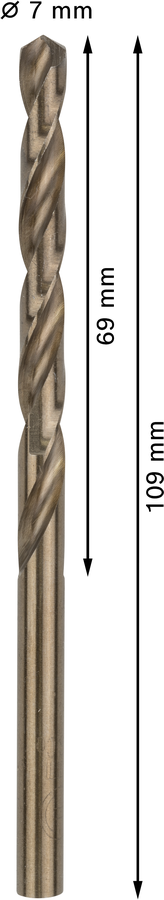 Bosch 2608585892 Metal Drill Bits Hss- Cobalt, For Stainless Steel, 7mm Dia, Working Length- 69 Mm, Total Length- 109mm, Pack Of 10 - photo 3