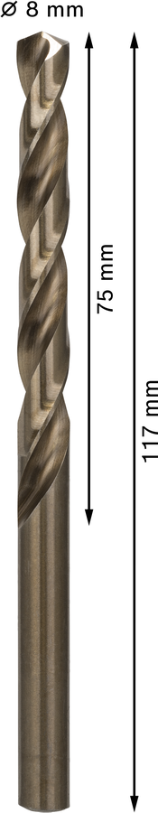 Bosch 2608585894 Metal Dril Bits, Hss-Cobalt Range, Suitable To Drill Stainless Steel, Diameter 8mm, Working Length 57mm, Total Length - photo 3