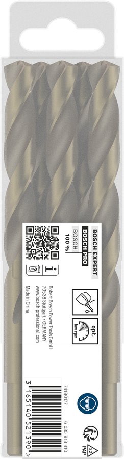 Bosch 2608585904 Metal Drill Bits Hss- Cobalt, For Stainless Steel, 12.5mm Dia, Working Length- 101 Mm, Total Length- 151mm, Pack Of 5 - photo 2
