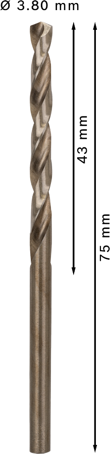 Bosch 2608588092 Metal Drill Bits Hss- Cobalt, For Stainless Steel, 3.8mm Dia, Working Length- 43 Mm, Total Length- 75mm, Pack Of 10 - photo 3