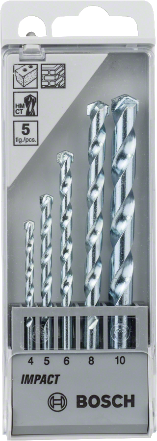 Bosch 2608590090 Impact Drill Bit / Masonry Drill Bit Set With Diameter 4mm, 5mm, 6mm, 8mm, 10mm, Pack Of 5