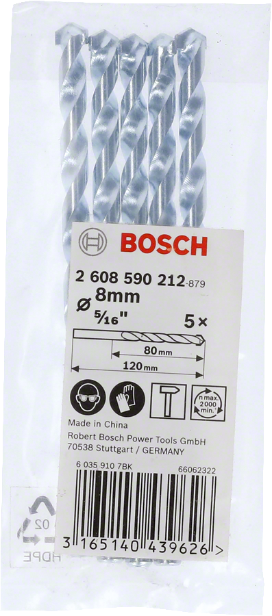 Bosch 2608590212 Impact Drill Bit / Masonry Drill Bit Set With Diameter 8mm & Length 120mm, Pack Of 5