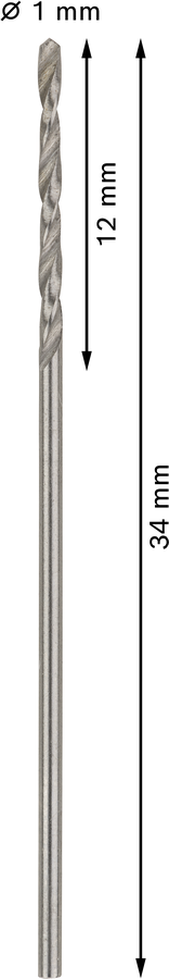 Bosch 2608595049 Metal Drill Bits Hss-G, Din 338, 1mm; Working Length- 12mm, Total Length- 34mm; Pack Of 10 - photo 3