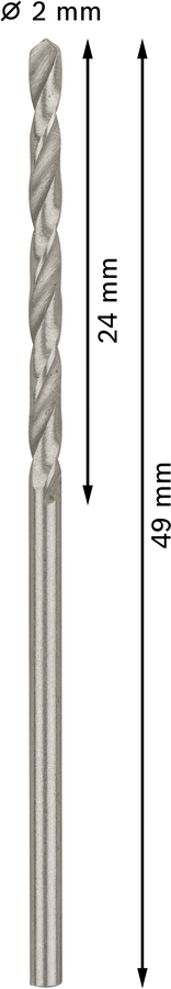 Bosch 2608595051 Metal Drill Bits, Hss - G With Diameter 2mm, Working Length-24mm, Total Length - 40mm, Pack Of 10 - photo 3