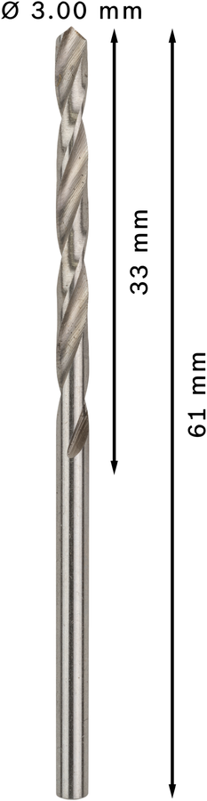 Bosch 2608595055 Metal Drill Bits Hss -G With Diameter 3mmworking Length- 30mm, Total Length- 57mm, Pack Of 10 - photo 3