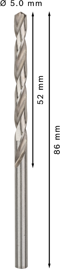 Bosch 2608595062 Metal Drill Bits Hss -G With Diameter 5mm, Working Length- 52mm, Total Length- 86mm, Pack Of 10 - photo 3