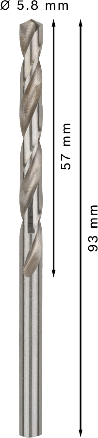Bosch 2608595065 Metal Drill Bits Hss-G, Din 338, 58mm; Working Length- 57mm, Total Length- 93mm; Pack Of 10 - photo 3