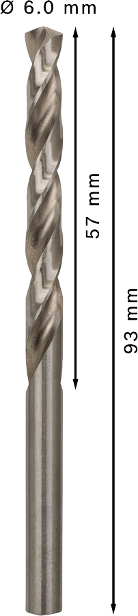 Bosch 2608595066 Metal Drill Bits Hss -G With Diameter 6mm, Working Length- 57mm, Total Length- 93mm, Pack Of 10 - photo 3