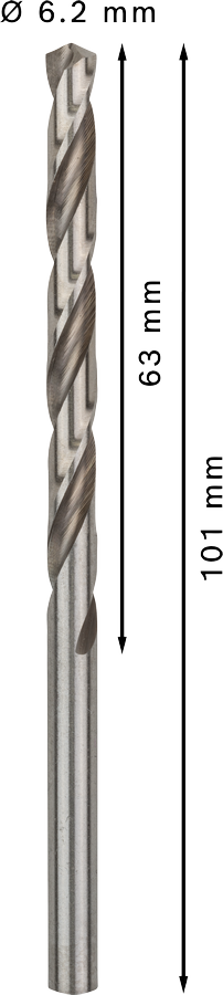 Bosch 2608595067 Metal Drill Bits Hss-G, Din 338, 62mm; Working Length- 63mm, Total Length- 101mm; Pack Of 10 - photo 3