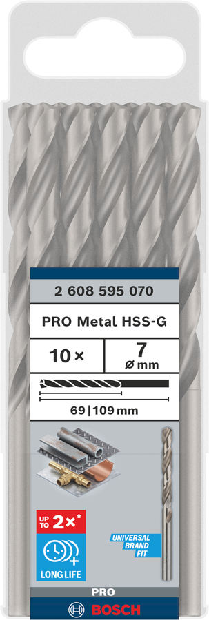 Bosch 2608595070 Metal Drill Bits Hss -G With Diameter 7 Mm, Working Length- 69mm, Total Length- 109mm, Pack Of 10 - photo 2