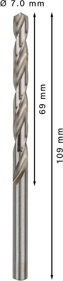 Bosch 2608595070 Metal Drill Bits Hss -G With Diameter 7 Mm, Working Length- 69mm, Total Length- 109mm, Pack Of 10 - photo 3