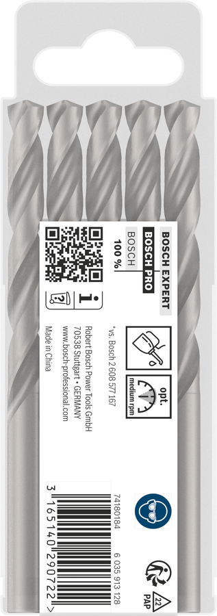 Bosch 2608595072 Metal Drill Bits Hss -G With Diameter 8mm, Working Length- 75mm, Total Length- 117mm, Pack Of 5 - photo 2
