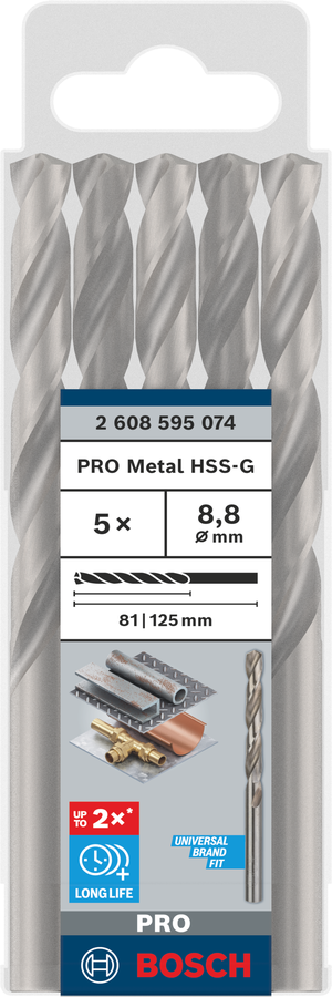 Bosch 2608595074 Metal Drill Bits Hss-G, Din 338, 88mm; Working Length- 81mm, Total Length- 125mm; Pack Of 5 - photo 2