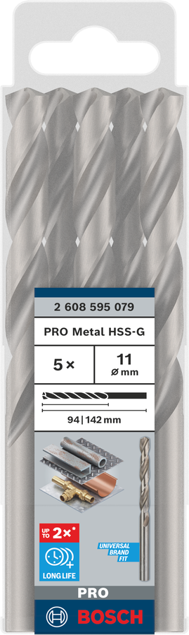 Bosch 2608595079 Metal Drill Bits Hss -G With Diameter 11mm, Working Length- 94mm, Total Length- 142mm, Pack Of 5 - photo 2