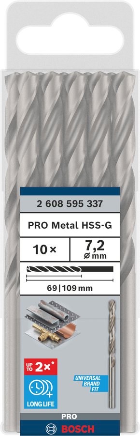 Bosch 2608595337 Metal Drill Bits Hss -G With Diameter 72mm, Working Length- 69mm, Total Length- 109mm, Pack Of 10 - photo 2