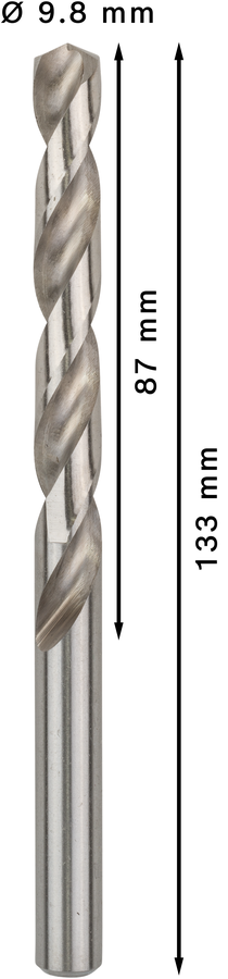 Bosch 2608595338 Metal Drill Bits Hss-G, Din 338, 98mm; Working Length- 87mm, Total Length- 133mm; Pack Of 5 - photo 3