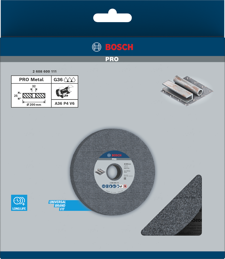 Bosch 2608600111 Bench Grinding Wheel,8'' / 200 Mm 36 Grit Medium With 32mm Bore,pack Of 1 - photo 2