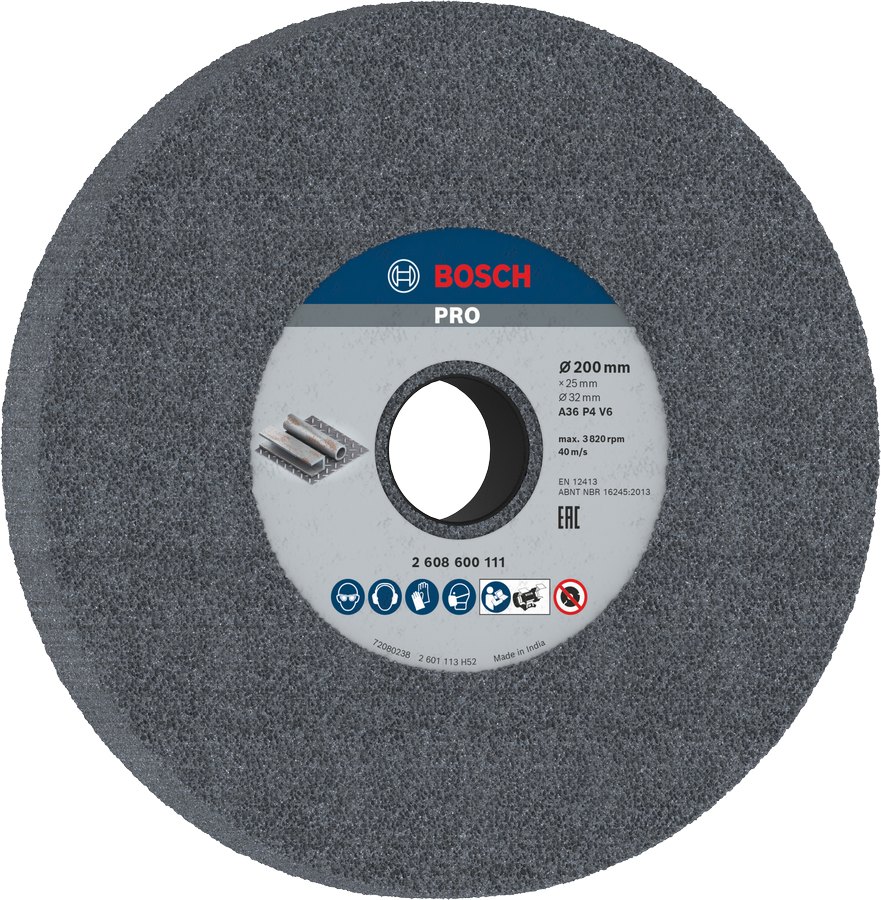 Bosch 2608600111 Bench Grinding Wheel,8'' / 200 Mm 36 Grit Medium With 32mm Bore,pack Of 1