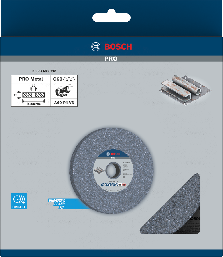 Bosch 2608600112 Bench Grinding Wheel,8'' / 200 Mm 60 Grit Fine With 32 Mm Bore,pack Of 1 - photo 2