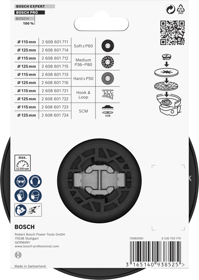 Bosch 2608601716 X-Lock Backing Pad Hard, Ideal For Grit Size P50 And Rougher Ideal For Rough Grit Sanding P50 And Rougher Extended - photo 3