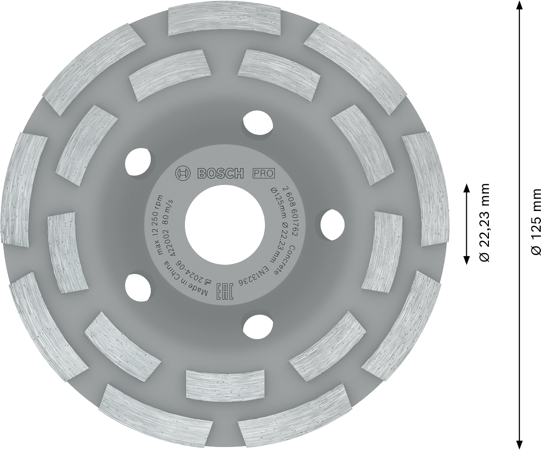 Bosch 2608601762 Concrete Grinding Wheel, 4" / 100mm Diameter With M14 Bore, Segment Height 5mm, Pack Of 1 - photo 3