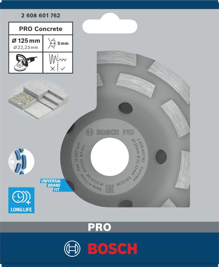 Bosch 2608601762 Concrete Grinding Wheel, 4" / 100mm Diameter With M14 Bore, Segment Height 5mm, Pack Of 1 - photo 2