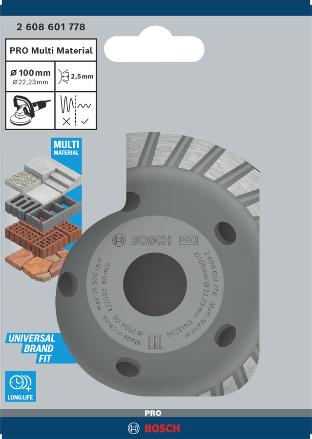 Bosch 2608601778 Concrete Grinding Wheel, 4" / 100mm Diameter With M14 Bore, Segment Height 5mm, Pack Of 1 - photo 2